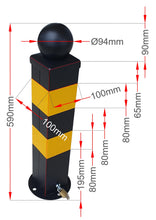 Φόρτωση εικόνας στο εργαλείο προβολής Συλλογής, Μεταλλικό Κολωνάκι με Λουκέτο και Διακοσμητική Μπάλα PARK-SBM-100S