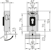 Φόρτωση εικόνας στο εργαλείο προβολής Συλλογής, Ηλεκτρική κλειδαριά Viro V06 διαστάσεις