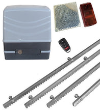 Φόρτωση εικόνας στο εργαλείο προβολής Συλλογής, Μηχανισμός συρόμενης πόρτας NORTON FCM 400 με 1 τηλεχειριστήριο, 4m μεταλλική κρεμαγιέρα και φωτοκύτταρα ασύρματα