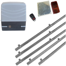 Φόρτωση εικόνας στο εργαλείο προβολής Συλλογής, Μηχανισμός συρόμενης πόρτας NORTON FCM 400 με 1 τηλεχειριστήριο, 5m μεταλλική κρεμαγιέρα και φωτοκύτταρα ασύρματα