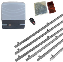 Φόρτωση εικόνας στο εργαλείο προβολής Συλλογής, Μηχανισμός συρόμενης πόρτας NORTON FCM 400 με 1 τηλεχειριστήριο, 6m μεταλλική κρεμαγιέρα και φωτοκύτταρα ασύρματα