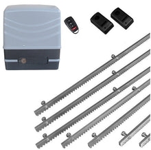 Φόρτωση εικόνας στο εργαλείο προβολής Συλλογής, Μηχανισμός συρόμενης πόρτας NORTON FCM 400 με 1 τηλεχειριστήριο, 7m μεταλλική κρεμαγιέρα και φωτοκύτταρα ενσύρματα