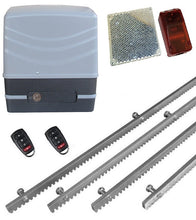 Φόρτωση εικόνας στο εργαλείο προβολής Συλλογής, Μηχανισμός συρόμενης πόρτας NORTON FCM 400 με 2 τηλεχειριστήρια, 4m μεταλλική κρεμαγιέρα και φωτοκύτταρα ασύρματα