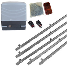 Φόρτωση εικόνας στο εργαλείο προβολής Συλλογής, Μηχανισμός συρόμενης πόρτας NORTON FCM 400 με 2 τηλεχειριστήρια, 5m μεταλλική κρεμαγιέρα και φωτοκύτταρα ασύρματα