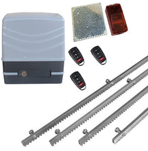 Φόρτωση εικόνας στο εργαλείο προβολής Συλλογής, Μηχανισμός συρόμενης πόρτας NORTON FCM 400 με 3 τηλεχειριστήρια, 4m μεταλλική κρεμαγιέρα και φωτοκύτταρα ασύρματα