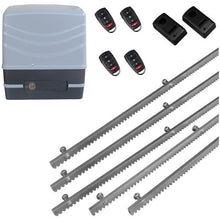 Φόρτωση εικόνας στο εργαλείο προβολής Συλλογής, Μηχανισμός συρόμενης πόρτας NORTON FCM 400 με 4 τηλεχειριστήρια, 5m μεταλλική κρεμαγιέρα και φωτοκύτταρα ενσύρματα