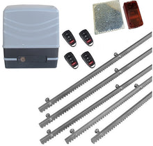 Φόρτωση εικόνας στο εργαλείο προβολής Συλλογής, Μηχανισμός συρόμενης πόρτας NORTON FCM 400 με 4 τηλεχειριστήρια, 5m μεταλλική κρεμαγιέρα και φωτοκύτταρα ασύρματα