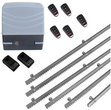 Φόρτωση εικόνας στο εργαλείο προβολής Συλλογής, Μηχανισμός συρόμενης πόρτας NORTON FCM 400 με 5 τηλεχειριστήρια, 6m μεταλλική κρεμαγιέρα και φωτοκύτταρα ενσύρματα