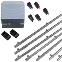 Φόρτωση εικόνας στο εργαλείο προβολής Συλλογής, Μηχανισμός συρόμενης πόρτας NORTON FCM 400 με 5 τηλεχειριστήρια, 7m μεταλλική κρεμαγιέρα και φωτοκύτταρα ενσύρματα