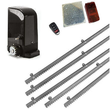 Φόρτωση εικόνας στο εργαλείο προβολής Συλλογής, Σετ μοτέρ συρόμενης πόρτας BRAVO 500 με ενσωματωμένο πινακοδέκτη, 1 τηλεχειριστήριο, 5m μεταλλική κρεμαγιέρα και φωτοκύτταρα με ανακλαστήρα