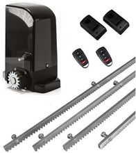 Φόρτωση εικόνας στο εργαλείο προβολής Συλλογής, Σετ μοτέρ συρόμενης πόρτας BRAVO 500 με ενσωματωμένο πινακοδέκτη, 2 τηλεχειριστήρια, 4m μεταλλική κρεμαγιέρα και φωτοκύτταρα ενσύρματα