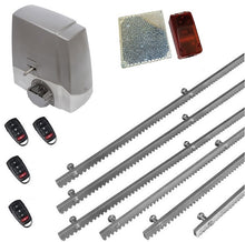 Φόρτωση εικόνας στο εργαλείο προβολής Συλλογής, Σετ μηχανισμού συρόμενης πόρτας Proteco MEKO-5 με ενσωματωμένο πινακοδέκτη, 4 τηλεχειριστήρια, 6m μεταλλική κρεμαγιέρα και φωτοκύτταρα ασύρματα