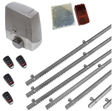 Φόρτωση εικόνας στο εργαλείο προβολής Συλλογής, Σετ μηχανισμού συρόμενης πόρτας Proteco MEKO-5 με ενσωματωμένο πινακοδέκτη, 4 τηλεχειριστήρια, 7m μεταλλική κρεμαγιέρα και φωτοκύτταρα ασύρματα