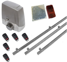 Φόρτωση εικόνας στο εργαλείο προβολής Συλλογής, Σετ μηχανισμού συρόμενης πόρτας Proteco MEKO-5 με ενσωματωμένο πινακοδέκτη, 5 τηλεχειριστήρια, 3m μεταλλική κρεμαγιέρα και φωτοκύτταρα ασύρματα