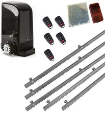 Φόρτωση εικόνας στο εργαλείο προβολής Συλλογής, Σετ μοτέρ συρόμενης πόρτας BRAVO 500 με ενσωματωμένο πινακοδέκτη, 5 τηλεχειριστήρια, 5m μεταλλική κρεμαγιέρα και φωτοκύτταρα με ανακλαστήρα