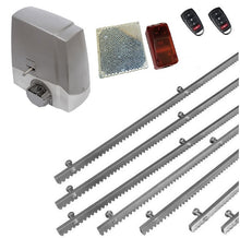 Φόρτωση εικόνας στο εργαλείο προβολής Συλλογής, Σετ μηχανισμού συρόμενης πόρτας MEKO-8 με ενσωματωμένο πινακοδέκτη, 2 τηλεχειριστήρια, 7m μεταλλική κρεμαγιέρα και φωτοκύτταρα ασύρματα