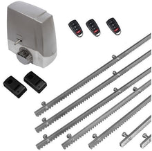 Φόρτωση εικόνας στο εργαλείο προβολής Συλλογής, Σετ μηχανισμού συρόμενης πόρτας MEKO-8 με ενσωματωμένο πινακοδέκτη, 3 τηλεχειριστήρια, 7m μεταλλική κρεμαγιέρα και φωτοκύτταρα ενσύρματα