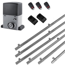 Φόρτωση εικόνας στο εργαλείο προβολής Συλλογής, Σετ μοτέρ συρόμενης πόρτας σε μπάνιο λαδιού NORTON-1000-OIL με ενσωματωμένο πινακοδέκτη, 3 τηλεχειριστήρια, 6m μεταλλική κρεμαγιέρα και φωτοκύτταρα ενσύρματα