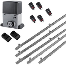 Φόρτωση εικόνας στο εργαλείο προβολής Συλλογής, Σετ μοτέρ συρόμενης πόρτας σε μπάνιο λαδιού NORTON-1000-OIL με ενσωματωμένο πινακοδέκτη, 5 τηλεχειριστήρια, 5m μεταλλική κρεμαγιέρα και φωτοκύτταρα ενσύρματα