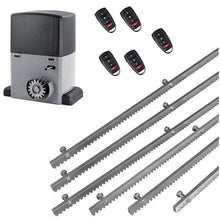 Φόρτωση εικόνας στο εργαλείο προβολής Συλλογής, Σετ μοτέρ συρόμενης πόρτας σε μπάνιο λαδιού NORTON-1000-OIL με ενσωματωμένο πινακοδέκτη, 5 τηλεχειριστήρια και 6m μεταλλική κρεμαγιέρα