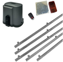 Φόρτωση εικόνας στο εργαλείο προβολής Συλλογής, Σετ μοτέρ συρόμενης πόρτας RIB K500 με ενσωματωμένο πινακοδέκτη, 1 τηλεχειριστήριο, 5m μεταλλική κρεμαγιέρα και φωτοκύτταρα ασύρματα