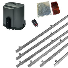 Φόρτωση εικόνας στο εργαλείο προβολής Συλλογής, Σετ μοτέρ συρόμενης πόρτας RIB K500 με ενσωματωμένο πινακοδέκτη, 1 τηλεχειριστήριο, 6m μεταλλική κρεμαγιέρα και φωτοκύτταρα ασύρματα