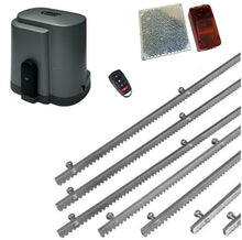 Φόρτωση εικόνας στο εργαλείο προβολής Συλλογής, Σετ μοτέρ συρόμενης πόρτας RIB K500 με ενσωματωμένο πινακοδέκτη, 1 τηλεχειριστήριο, 7m μεταλλική κρεμαγιέρα και φωτοκύτταρα ασύρματα