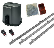 Φόρτωση εικόνας στο εργαλείο προβολής Συλλογής, Σετ μοτέρ συρόμενης πόρτας RIB K500 με ενσωματωμένο πινακοδέκτη, 2 τηλεχειριστήρια, 3m μεταλλική κρεμαγιέρα και φωτοκύτταρα ασύρματα