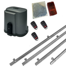 Φόρτωση εικόνας στο εργαλείο προβολής Συλλογής, Σετ μοτέρ συρόμενης πόρτας RIB K500 με ενσωματωμένο πινακοδέκτη, 3 τηλεχειριστήρια, 4m μεταλλική κρεμαγιέρα και φωτοκύτταρα ασύρματα