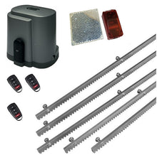 Φόρτωση εικόνας στο εργαλείο προβολής Συλλογής, Σετ μοτέρ συρόμενης πόρτας RIB K500 με ενσωματωμένο πινακοδέκτη, 3 τηλεχειριστήρια, 5m μεταλλική κρεμαγιέρα και φωτοκύτταρα ασύρματα