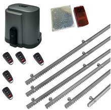 Φόρτωση εικόνας στο εργαλείο προβολής Συλλογής, Σετ μοτέρ συρόμενης πόρτας RIB K500 με ενσωματωμένο πινακοδέκτη, 5 τηλεχειριστήρια, 6m μεταλλική κρεμαγιέρα και φωτοκύτταρα ασύρματα