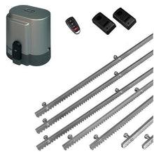 Φόρτωση εικόνας στο εργαλείο προβολής Συλλογής, Σετ μηχανισμού συρόμενης πόρτας RIB K800 με ενσωματωμένο πινακοδέκτη, 1 τηλεχειριστήριο, 7m μεταλλική κρεμαγιέρα και φωτοκύτταρα ενσύρματα