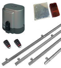 Φόρτωση εικόνας στο εργαλείο προβολής Συλλογής, Σετ μηχανισμού συρόμενης πόρτας RIB K800 με ενσωματωμένο πινακοδέκτη, 2 τηλεχειριστήρια, 4m μεταλλική κρεμαγιέρα και φωτοκύτταρα ασύρματα