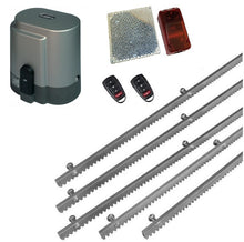 Φόρτωση εικόνας στο εργαλείο προβολής Συλλογής, Σετ μηχανισμού συρόμενης πόρτας RIB K800 με ενσωματωμένο πινακοδέκτη, 2 τηλεχειριστήρια, 5m μεταλλική κρεμαγιέρα και φωτοκύτταρα ασύρματα