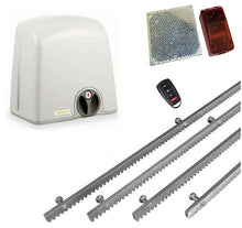 Φόρτωση εικόνας στο εργαλείο προβολής Συλλογής, Σετ μηχανισμού συρόμενης πόρτας PROTECO Strike-5 με πινακοδέκτη, 1 τηλεχειριστήριο, 4m μεταλλική κρεμαγιέρα και φωτοκύτταρα ασύρματα