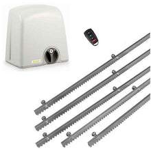 Φόρτωση εικόνας στο εργαλείο προβολής Συλλογής, Σετ μηχανισμού συρόμενης πόρτας PROTECO Strike-5 με πινακοδέκτη, 1 τηλεχειριστήριο και 5m μεταλλική κρεμαγιέρα