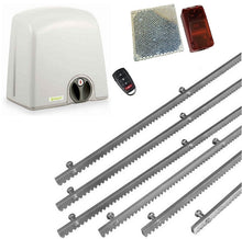 Φόρτωση εικόνας στο εργαλείο προβολής Συλλογής, Σετ μηχανισμού συρόμενης πόρτας PROTECO Strike-5 με πινακοδέκτη, 1 τηλεχειριστήριο, 6m μεταλλική κρεμαγιέρα και φωτοκύτταρα ασύρματα