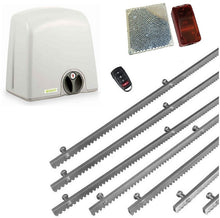 Φόρτωση εικόνας στο εργαλείο προβολής Συλλογής, Σετ μηχανισμού συρόμενης πόρτας PROTECO Strike-5 με πινακοδέκτη, 1 τηλεχειριστήριο, 7m μεταλλική κρεμαγιέρα και φωτοκύτταρα ασύρματα