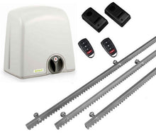 Φόρτωση εικόνας στο εργαλείο προβολής Συλλογής, Σετ μηχανισμού συρόμενης πόρτας PROTECO Strike-5 με πινακοδέκτη, 2 τηλεχειριστήρια, 3m μεταλλική κρεμαγιέρα και φωτοκύτταρα ενσύρματα