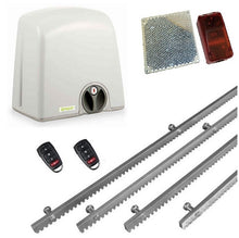 Φόρτωση εικόνας στο εργαλείο προβολής Συλλογής, Σετ μηχανισμού συρόμενης πόρτας PROTECO Strike-5 με πινακοδέκτη, 2 τηλεχειριστήρια, 4m μεταλλική κρεμαγιέρα και φωτοκύτταρα ασύρματα