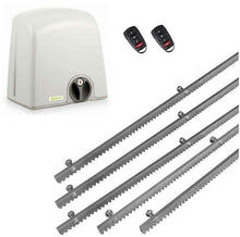 Φόρτωση εικόνας στο εργαλείο προβολής Συλλογής, Σετ μηχανισμού συρόμενης πόρτας PROTECO Strike-5 με πινακοδέκτη, 2 τηλεχειριστήρια και 5m μεταλλική κρεμαγιέρα
