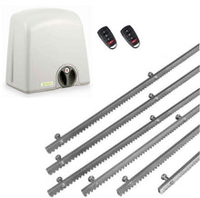 Φόρτωση εικόνας στο εργαλείο προβολής Συλλογής, Σετ μηχανισμού συρόμενης πόρτας PROTECO Strike-5 με πινακοδέκτη, 2 τηλεχειριστήρια και 6m μεταλλική κρεμαγιέρα