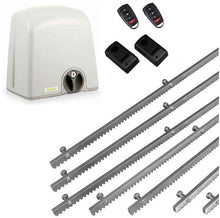 Φόρτωση εικόνας στο εργαλείο προβολής Συλλογής, Σετ μηχανισμού συρόμενης πόρτας PROTECO Strike-5 με πινακοδέκτη, 2 τηλεχειριστήρια, 7m μεταλλική κρεμαγιέρα και φωτοκύτταρα ενσύρματα