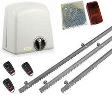 Φόρτωση εικόνας στο εργαλείο προβολής Συλλογής, Σετ μηχανισμού συρόμενης πόρτας PROTECO Strike-5 με πινακοδέκτη, 3 τηλεχειριστήρια, 3m μεταλλική κρεμαγιέρα και φωτοκύτταρα ασύρματα