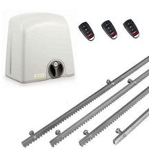 Φόρτωση εικόνας στο εργαλείο προβολής Συλλογής, Σετ μηχανισμού συρόμενης πόρτας PROTECO Strike-5 με πινακοδέκτη, 3 τηλεχειριστήρια και 4m μεταλλική κρεμαγιέρα
