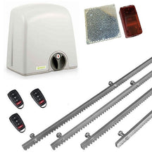 Φόρτωση εικόνας στο εργαλείο προβολής Συλλογής, Σετ μηχανισμού συρόμενης πόρτας PROTECO Strike-5 με πινακοδέκτη, 3 τηλεχειριστήρια, 4m μεταλλική κρεμαγιέρα και φωτοκύτταρα ασύρματα