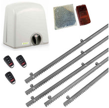 Φόρτωση εικόνας στο εργαλείο προβολής Συλλογής, Σετ μηχανισμού συρόμενης πόρτας PROTECO Strike-5 με πινακοδέκτη, 3 τηλεχειριστήρια, 5m μεταλλική κρεμαγιέρα και φωτοκύτταρα ασύρματα