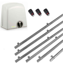 Φόρτωση εικόνας στο εργαλείο προβολής Συλλογής, Σετ μηχανισμού συρόμενης πόρτας PROTECO Strike-5 με πινακοδέκτη, 3 τηλεχειριστήρια και 6m μεταλλική κρεμαγιέρα