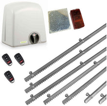 Φόρτωση εικόνας στο εργαλείο προβολής Συλλογής, Σετ μηχανισμού συρόμενης πόρτας PROTECO Strike-5 με πινακοδέκτη, 3 τηλεχειριστήρια, 7m μεταλλική κρεμαγιέρα και φωτοκύτταρα ασύρματα