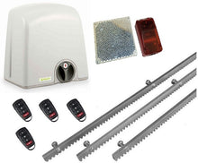 Φόρτωση εικόνας στο εργαλείο προβολής Συλλογής, Σετ μηχανισμού συρόμενης πόρτας PROTECO Strike-5 με πινακοδέκτη, 4 τηλεχειριστήρια, 3m μεταλλική κρεμαγιέρα και φωτοκύτταρα ασύρματα